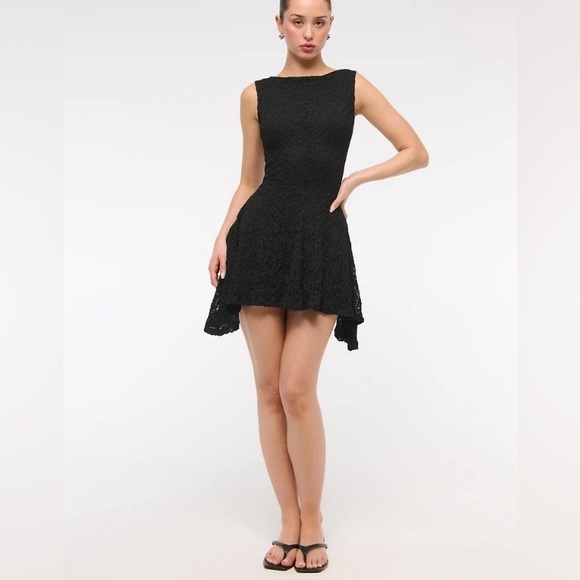 ABERCROMBIE & FITCH NWT The Slash Dress Black Lace Sleeveless Size Large - Picture 1 of 10